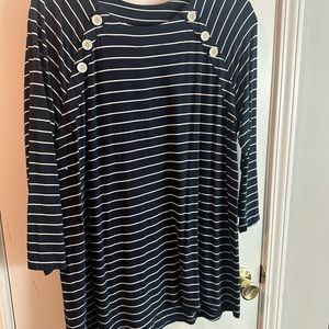 J. Jill Navy and White Striped Top